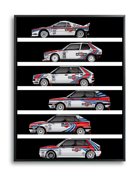 Lancia Martini Rally Cars, by Ricardo Santos, Limited Edition Print